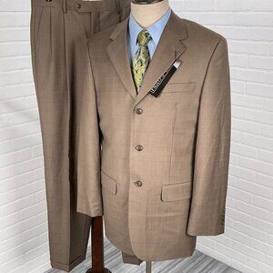 Paulo‎ Solari Suit Mens 40L 34Wx32L Brown Check Athletic Fit Classic Career NWT